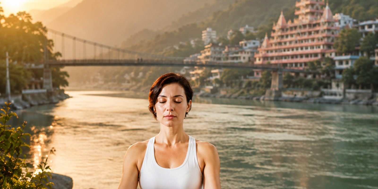 guests practising yoga together during the Rishikesh retreat